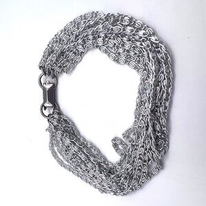 Celebrity Multi-Strand Silver Tone Chain Bracelet 12-Strand 7"